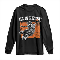 He is Rizzin Long Sleeve Shirt Funny Jesus Playing Basketball Vintage Faith - Wonder Print Shop