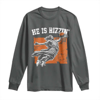 He is Rizzin Long Sleeve Shirt Funny Jesus Playing Basketball Vintage Faith - Wonder Print Shop