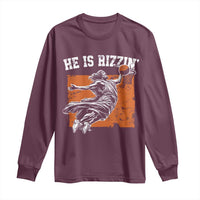 He is Rizzin Long Sleeve Shirt Funny Jesus Playing Basketball Vintage Faith - Wonder Print Shop
