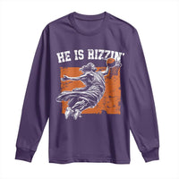 He is Rizzin Long Sleeve Shirt Funny Jesus Playing Basketball Vintage Faith - Wonder Print Shop