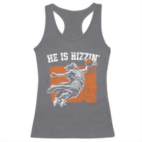 He is Rizzin Racerback Tank Top Funny Jesus Playing Basketball Vintage Faith - Wonder Print Shop