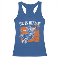 He is Rizzin Racerback Tank Top Funny Jesus Playing Basketball Vintage Faith - Wonder Print Shop