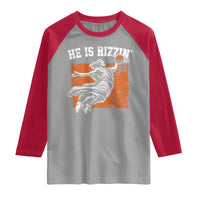 He is Rizzin Raglan Shirt Funny Jesus Playing Basketball Vintage Faith - Wonder Print Shop