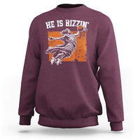 He is Rizzin Sweatshirt Funny Jesus Playing Basketball Vintage Faith - Wonder Print Shop