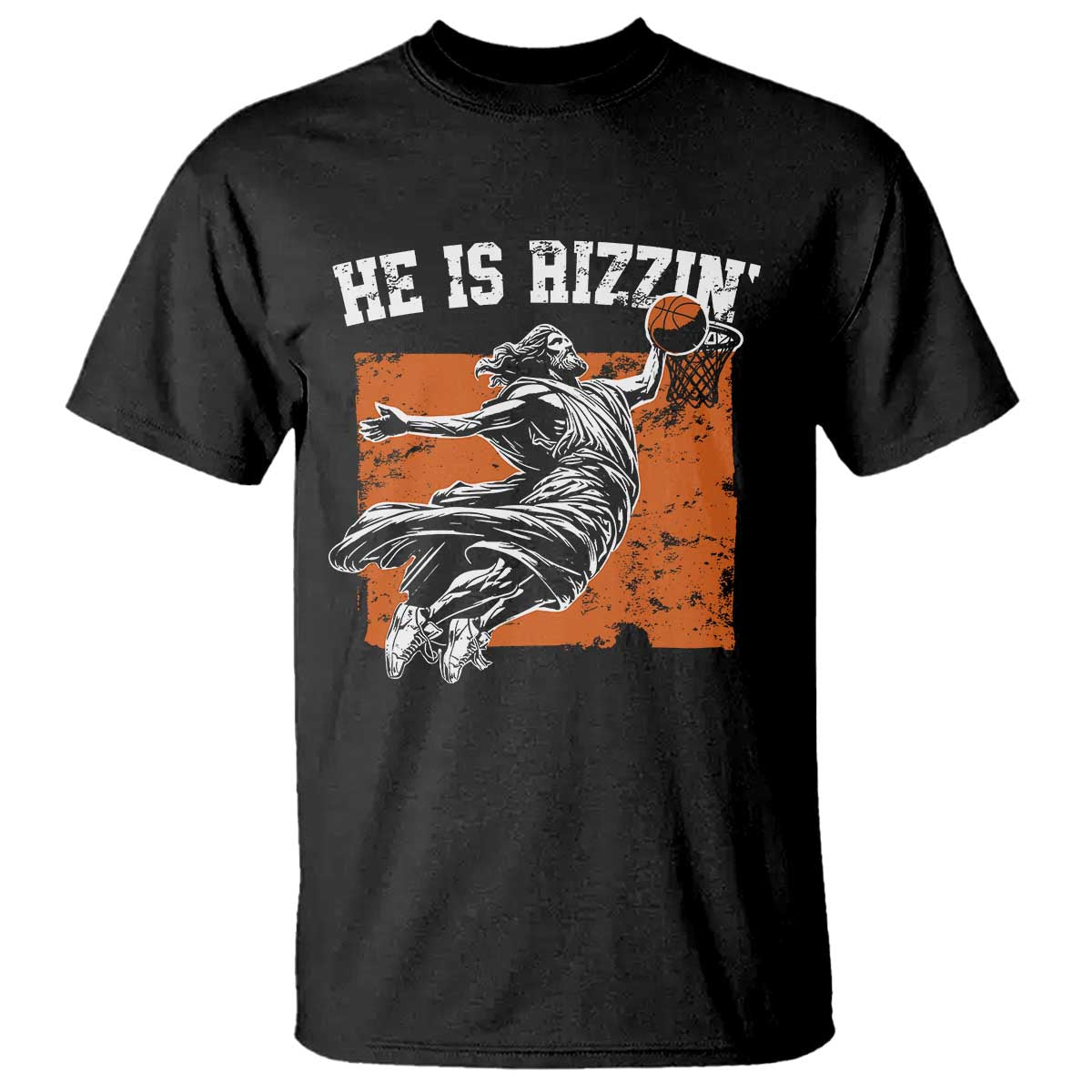 He is Rizzin T Shirt Funny Jesus Playing Basketball Vintage Faith - Wonder Print Shop