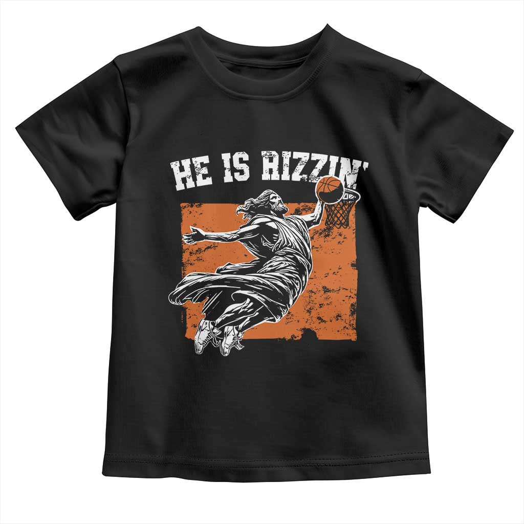 He is Rizzin Toddler T Shirt Funny Jesus Playing Basketball Vintage Faith - Wonder Print Shop