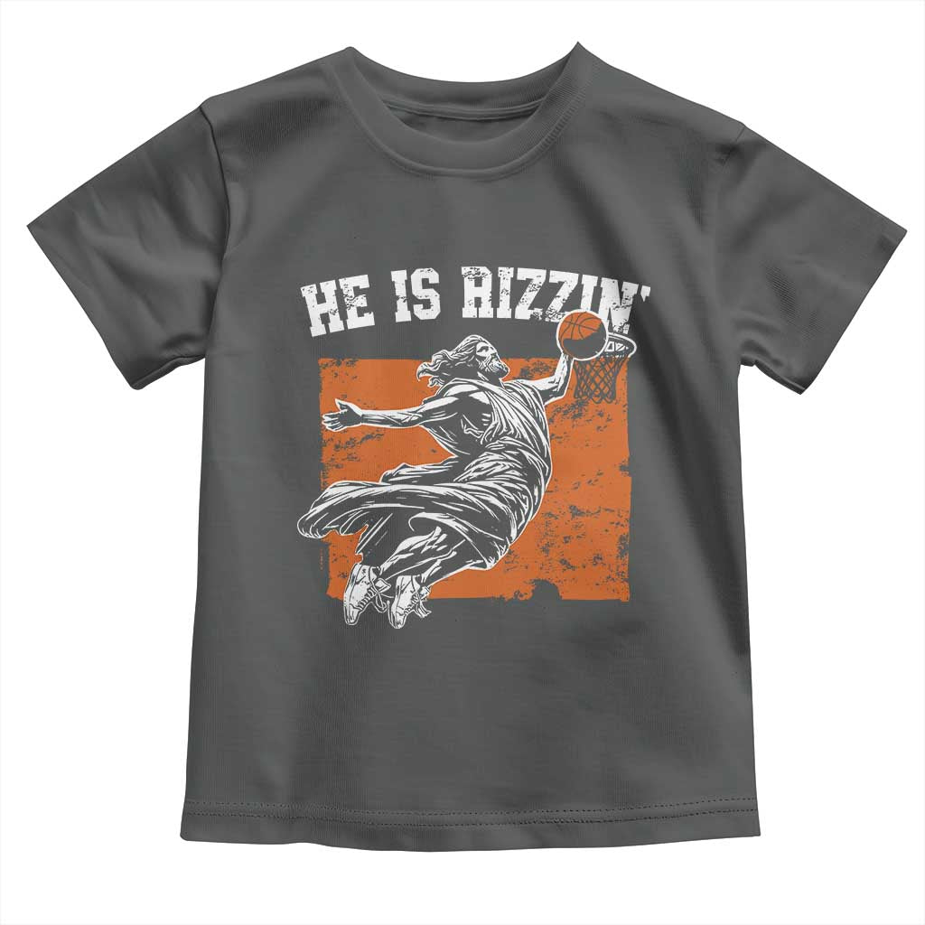 He is Rizzin Toddler T Shirt Funny Jesus Playing Basketball Vintage Faith - Wonder Print Shop