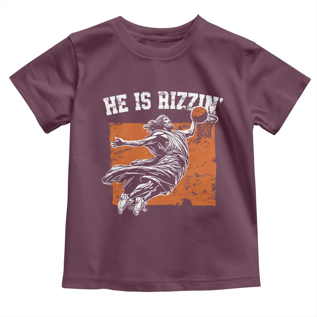 He is Rizzin Toddler T Shirt Funny Jesus Playing Basketball Vintage Faith - Wonder Print Shop