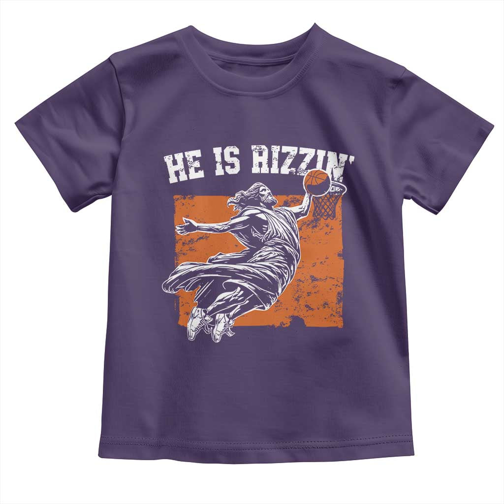 He is Rizzin Toddler T Shirt Funny Jesus Playing Basketball Vintage Faith - Wonder Print Shop