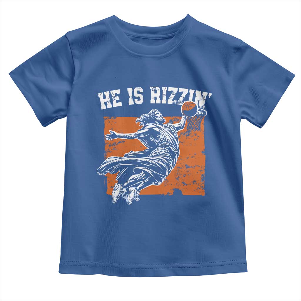 He is Rizzin Toddler T Shirt Funny Jesus Playing Basketball Vintage Faith - Wonder Print Shop