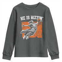 He is Rizzin Youth Sweatshirt Funny Jesus Playing Basketball Vintage Faith - Wonder Print Shop