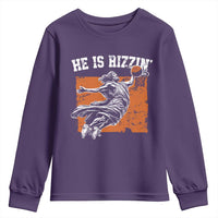 He is Rizzin Youth Sweatshirt Funny Jesus Playing Basketball Vintage Faith - Wonder Print Shop