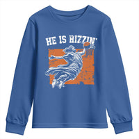 He is Rizzin Youth Sweatshirt Funny Jesus Playing Basketball Vintage Faith - Wonder Print Shop