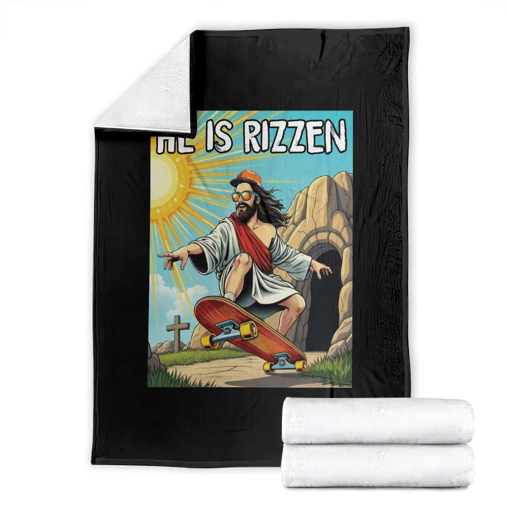 He is Rizzen Throw Blanket Funny Jesus Skateboarding Christian Meme - Wonder Print Shop