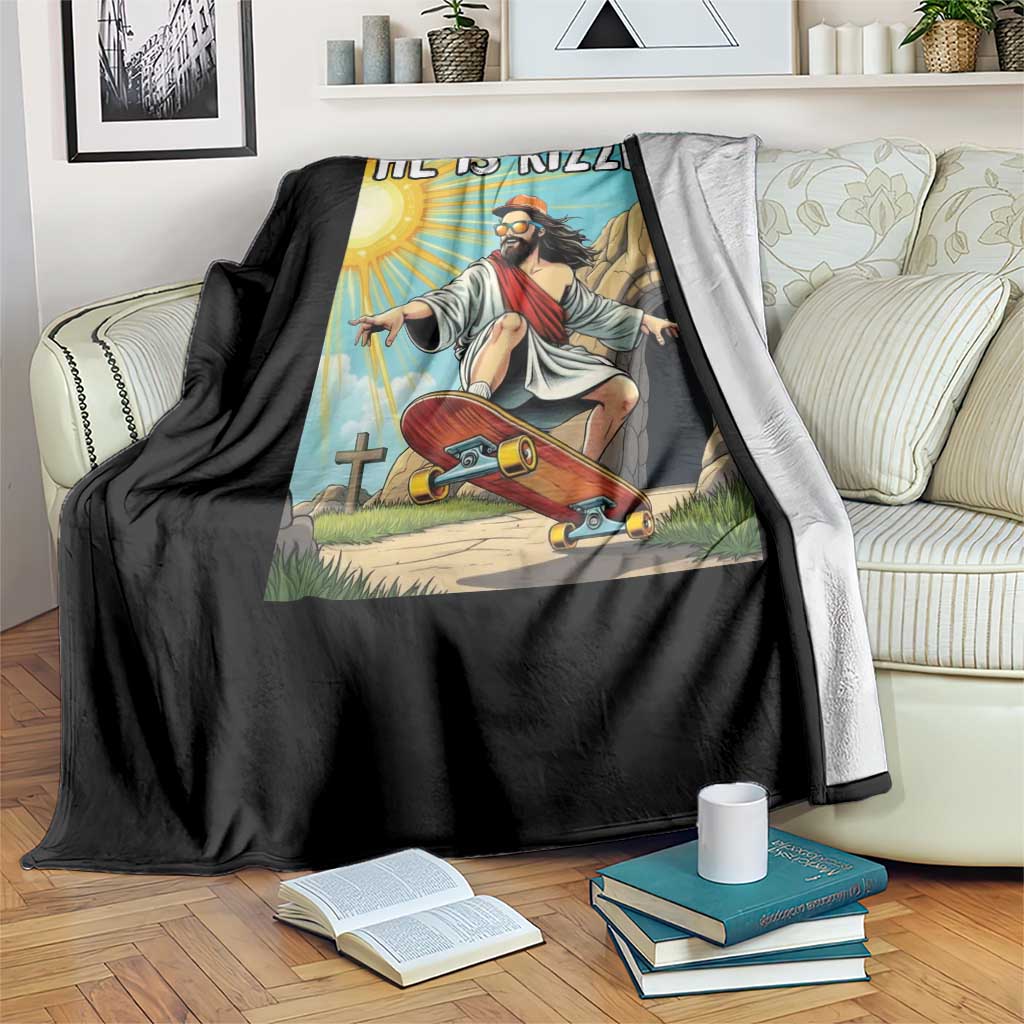 He is Rizzen Throw Blanket Funny Jesus Skateboarding Christian Meme - Wonder Print Shop