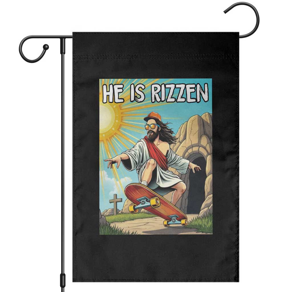He is Rizzen Garden Flag Funny Jesus Skateboarding Christian Meme - Wonder Print Shop