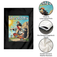 He is Rizzen Garden Flag Funny Jesus Skateboarding Christian Meme - Wonder Print Shop