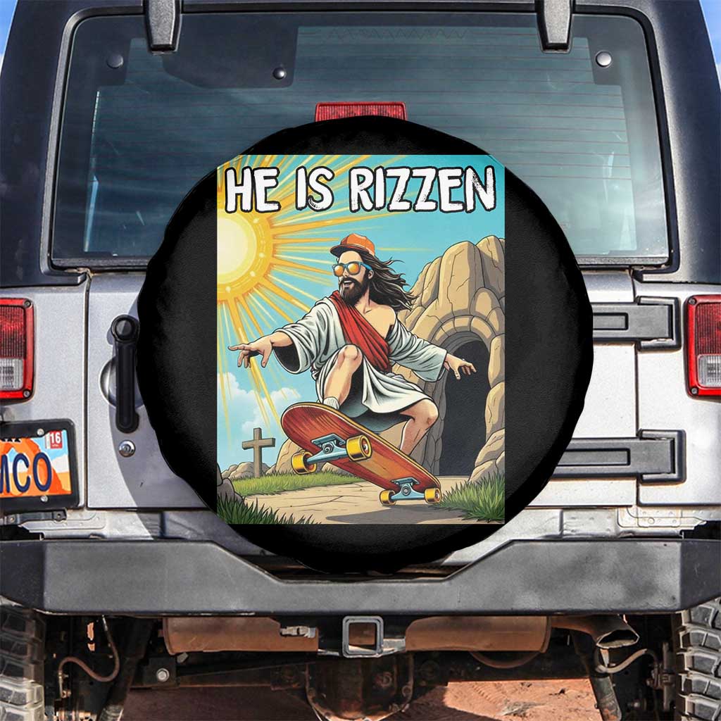He is Rizzen Spare Tire Cover Funny Jesus Skateboarding Christian Meme - Wonder Print Shop