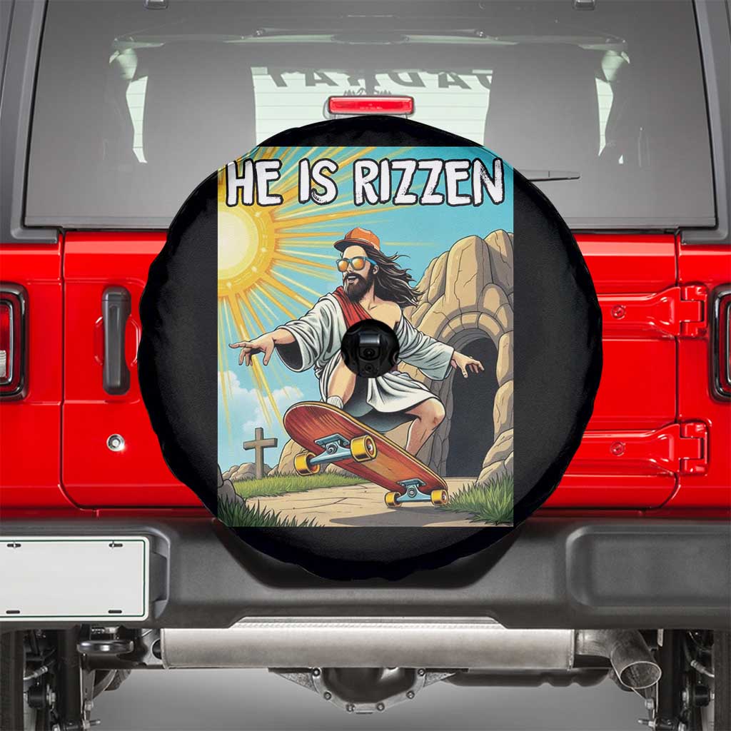 He is Rizzen Spare Tire Cover Funny Jesus Skateboarding Christian Meme - Wonder Print Shop