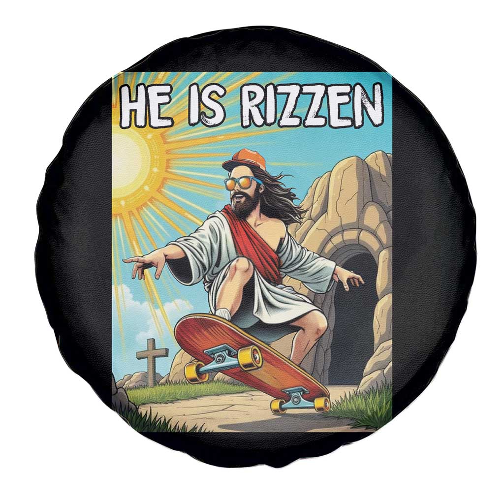 He is Rizzen Spare Tire Cover Funny Jesus Skateboarding Christian Meme - Wonder Print Shop