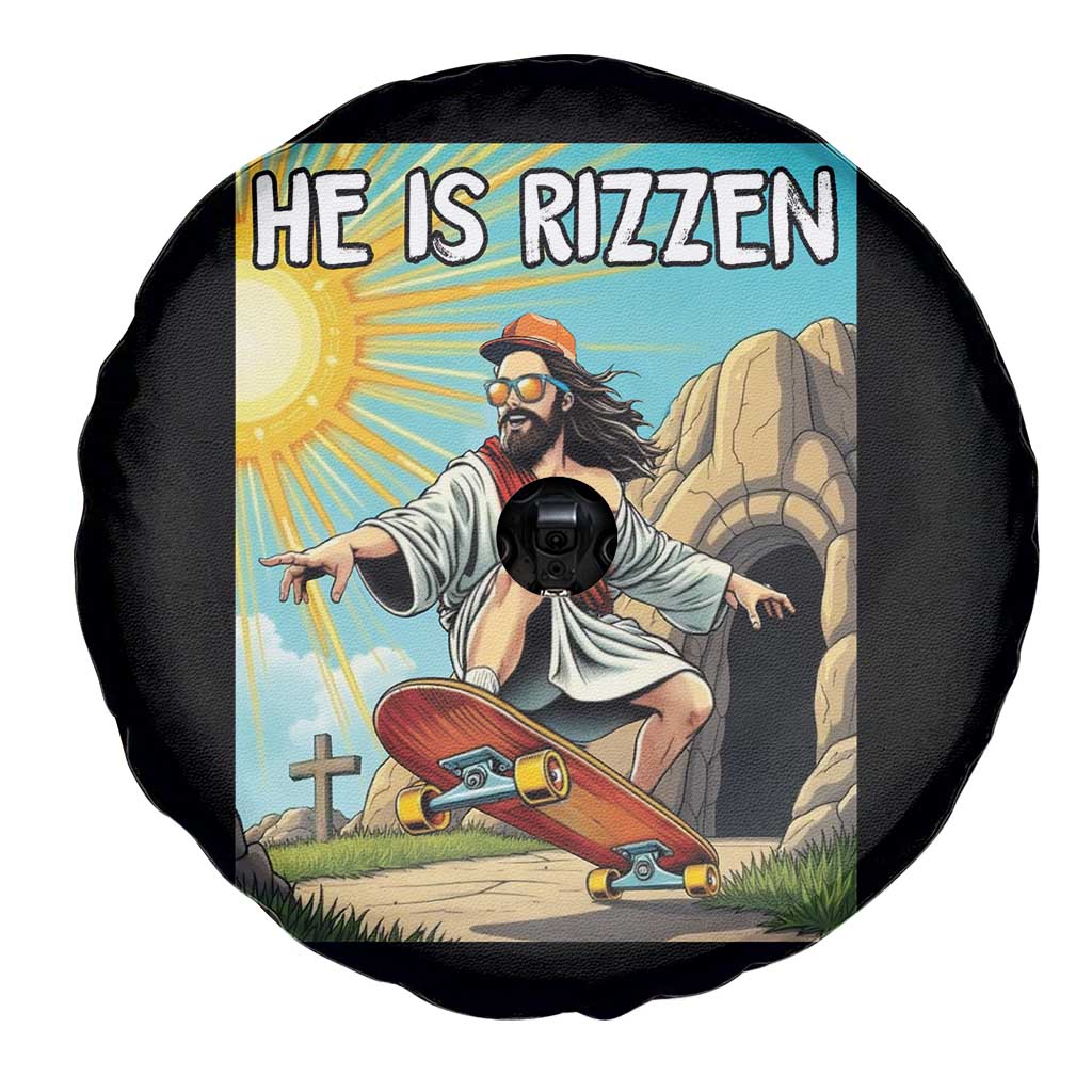 He is Rizzen Spare Tire Cover Funny Jesus Skateboarding Christian Meme - Wonder Print Shop