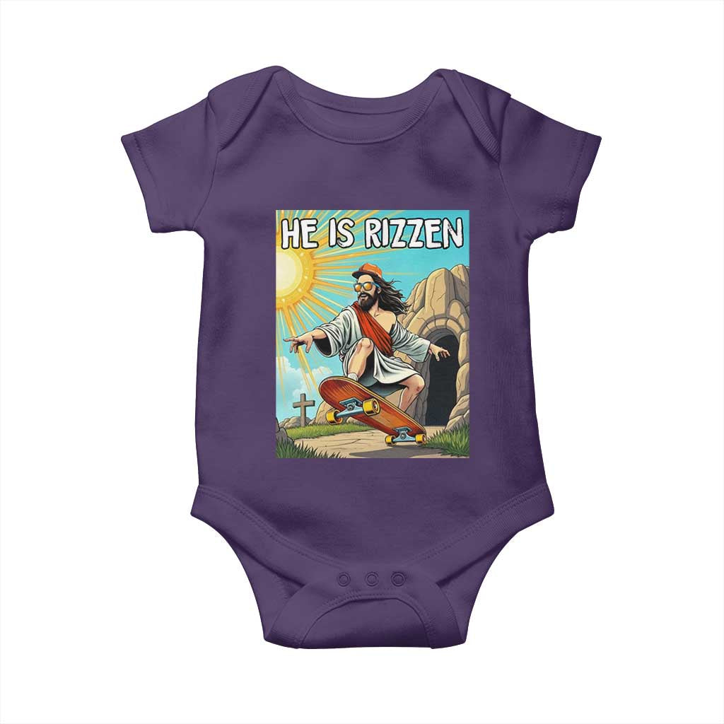 He is Rizzen Baby Onesie Funny Jesus Skateboarding Christian Meme - Wonder Print Shop