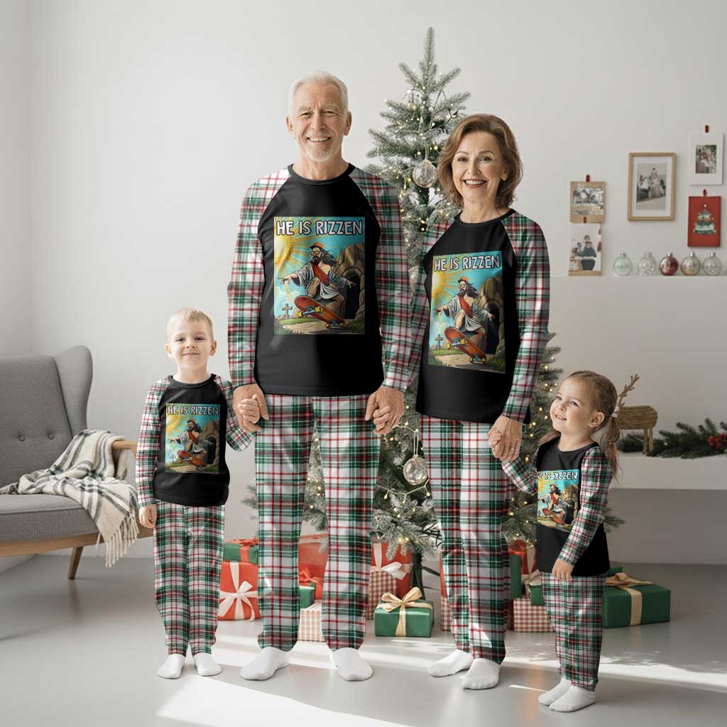 He is Rizzen Plaid Pajama Set Funny Jesus Skateboarding Christian Meme - Wonder Print Shop
