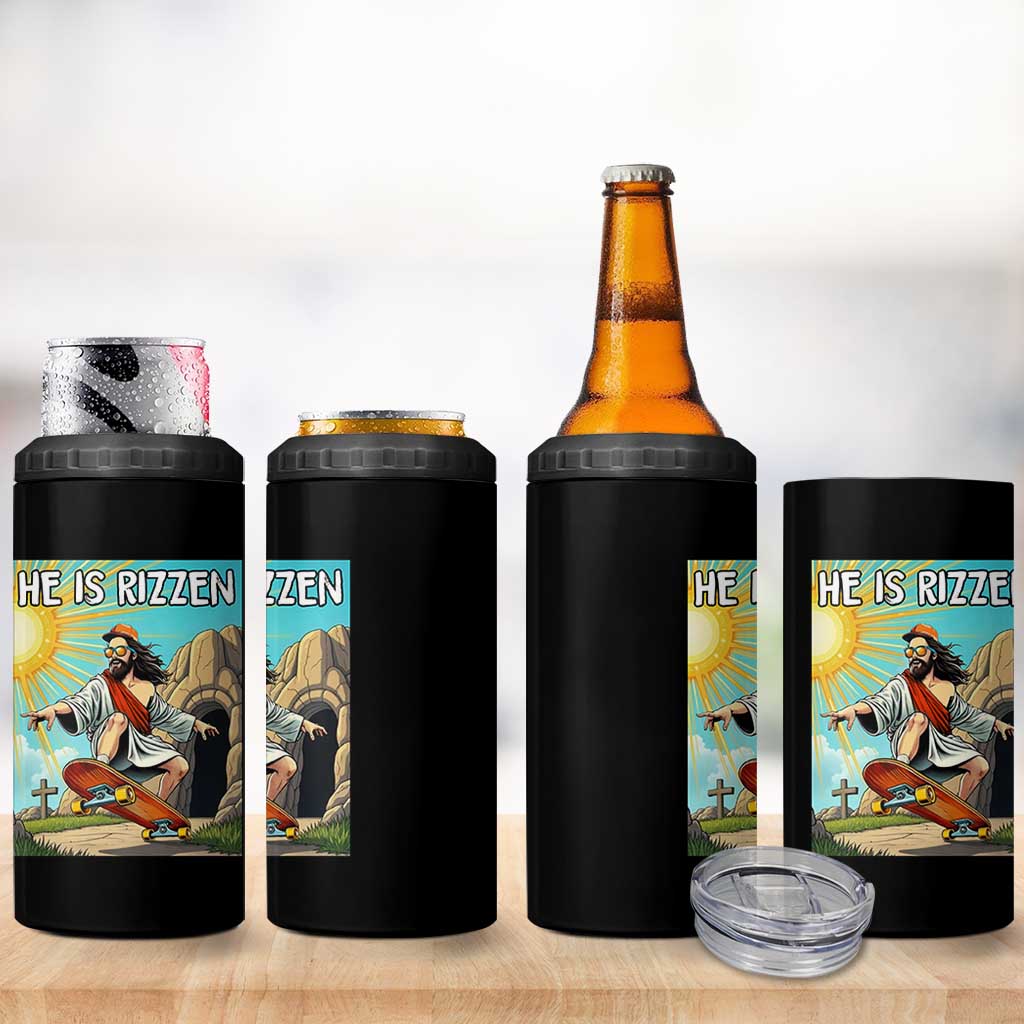 He is Rizzen 4 in 1 Can Cooler Tumbler Funny Jesus Skateboarding Christian Meme - Wonder Print Shop