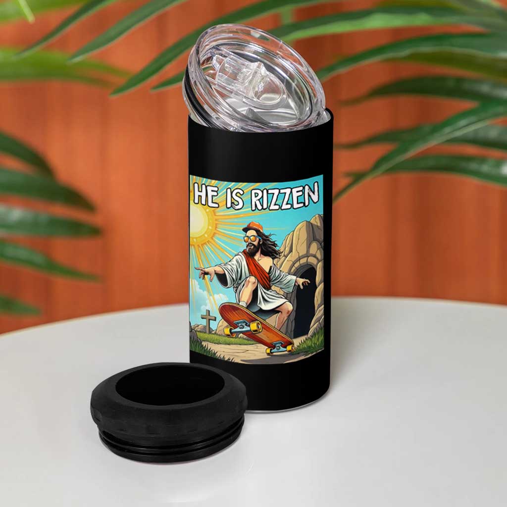 He is Rizzen 4 in 1 Can Cooler Tumbler Funny Jesus Skateboarding Christian Meme - Wonder Print Shop
