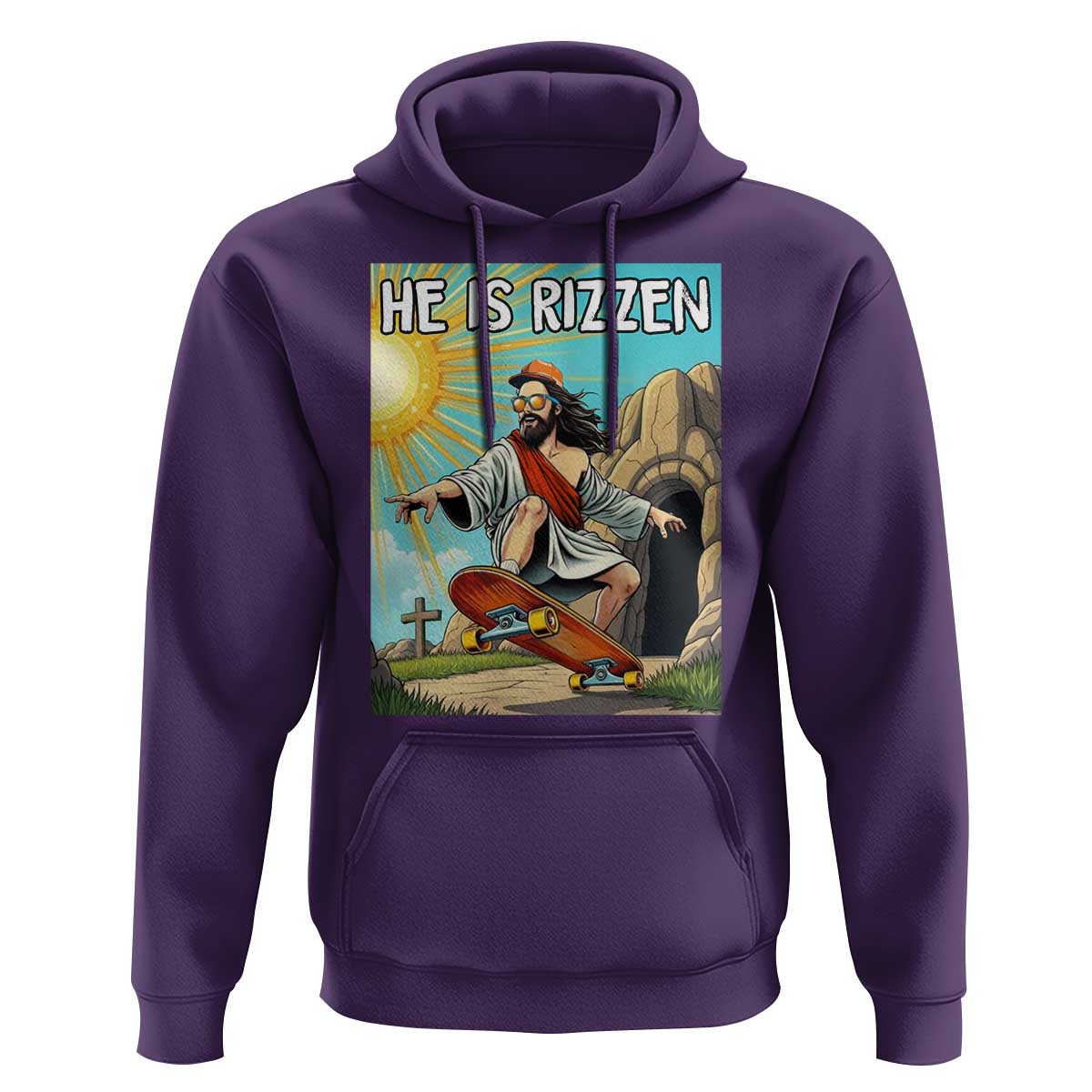 He is Rizzen Hoodie Funny Jesus Skateboarding Christian Meme - Wonder Print Shop