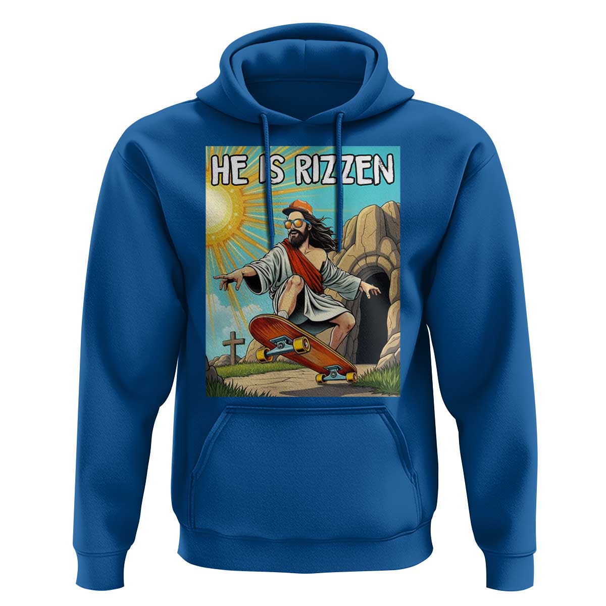 He is Rizzen Hoodie Funny Jesus Skateboarding Christian Meme - Wonder Print Shop