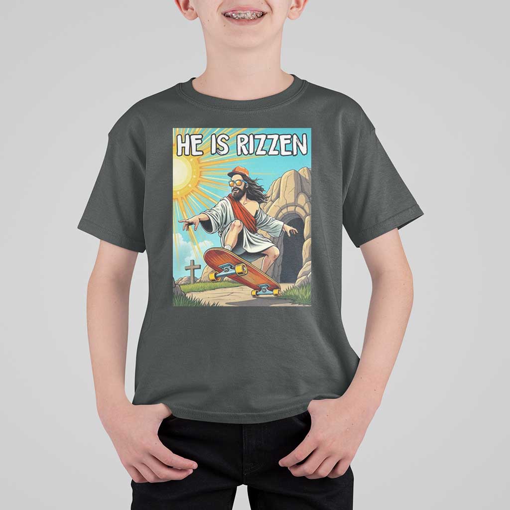 He is Rizzen T Shirt For Kid Funny Jesus Skateboarding Christian Meme - Wonder Print Shop