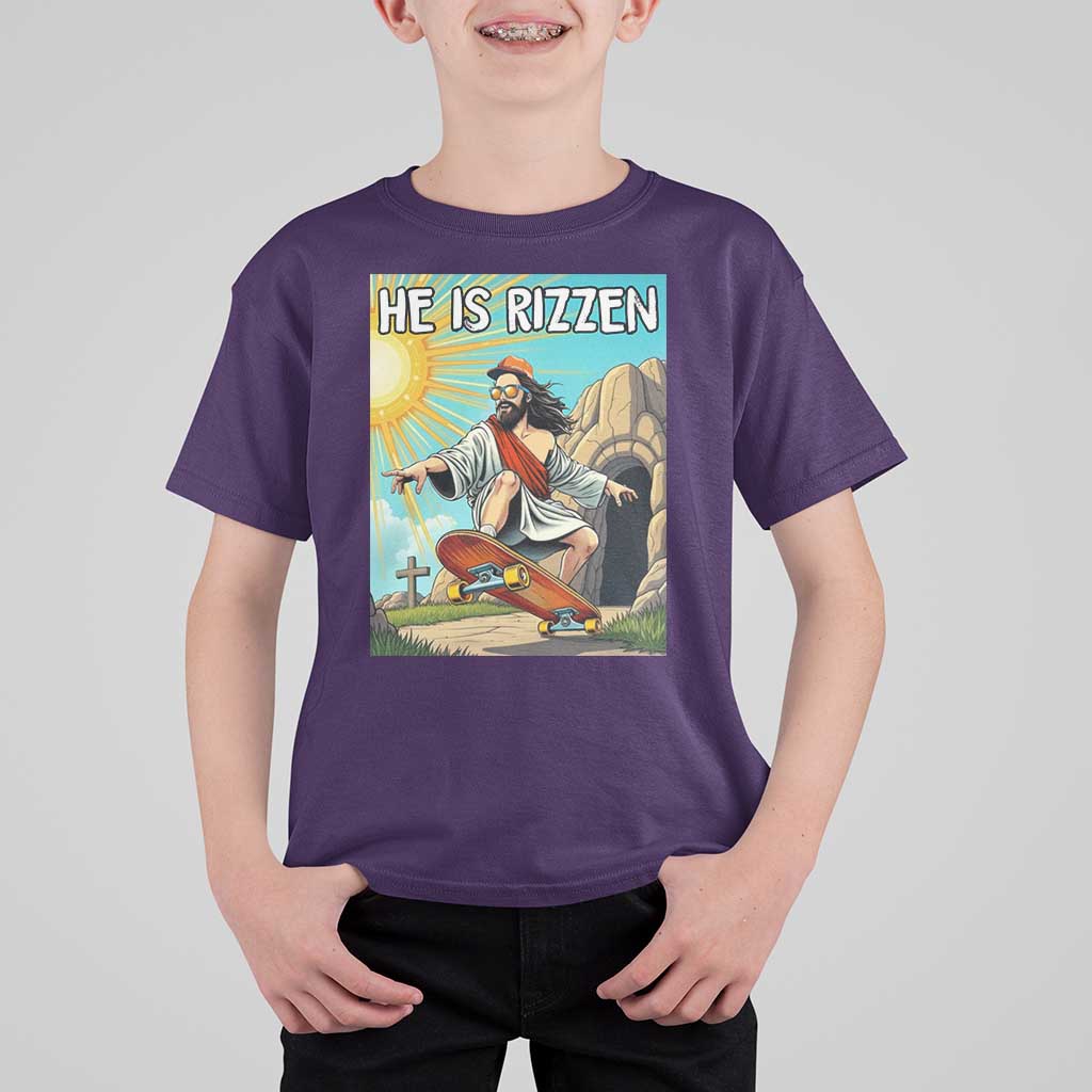 He is Rizzen T Shirt For Kid Funny Jesus Skateboarding Christian Meme - Wonder Print Shop