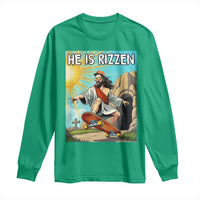 He is Rizzen Long Sleeve Shirt Funny Jesus Skateboarding Christian Meme - Wonder Print Shop