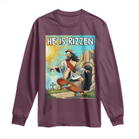 He is Rizzen Long Sleeve Shirt Funny Jesus Skateboarding Christian Meme - Wonder Print Shop