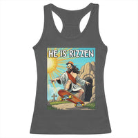 He is Rizzen Racerback Tank Top Funny Jesus Skateboarding Christian Meme - Wonder Print Shop