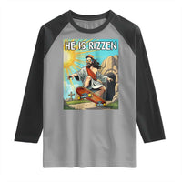 He is Rizzen Raglan Shirt Funny Jesus Skateboarding Christian Meme - Wonder Print Shop