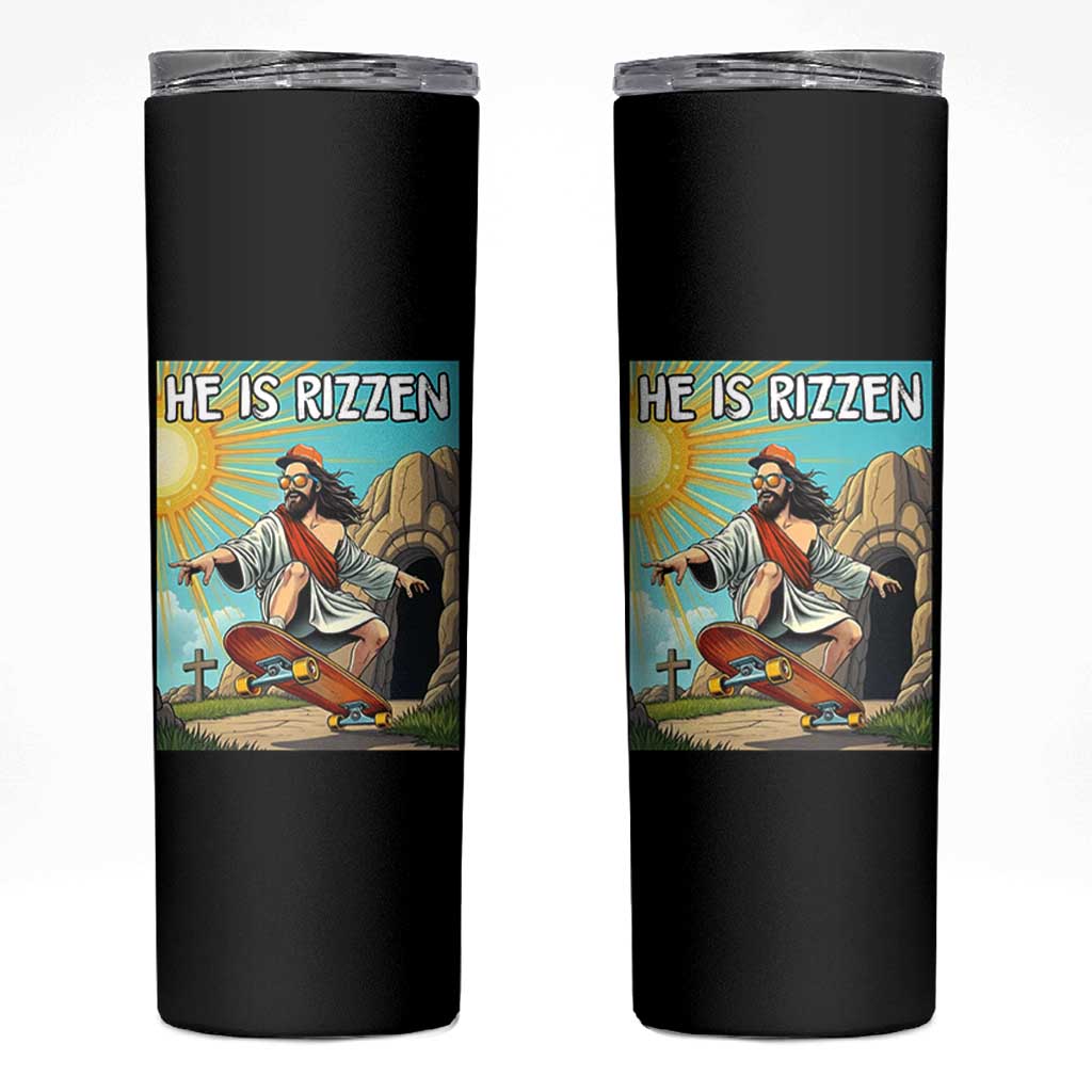 He is Rizzen Skinny Tumbler Funny Jesus Skateboarding Christian Meme - Wonder Print Shop