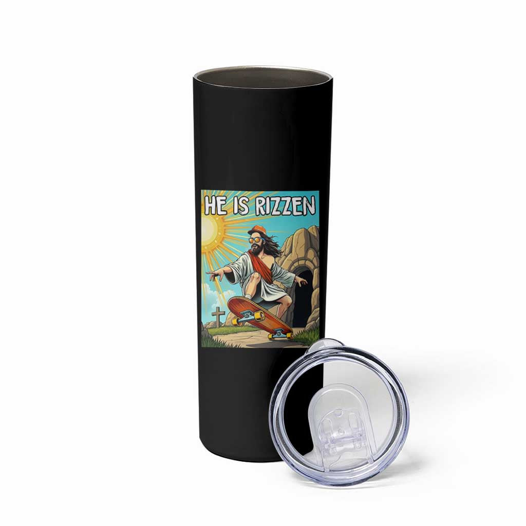 He is Rizzen Skinny Tumbler Funny Jesus Skateboarding Christian Meme - Wonder Print Shop