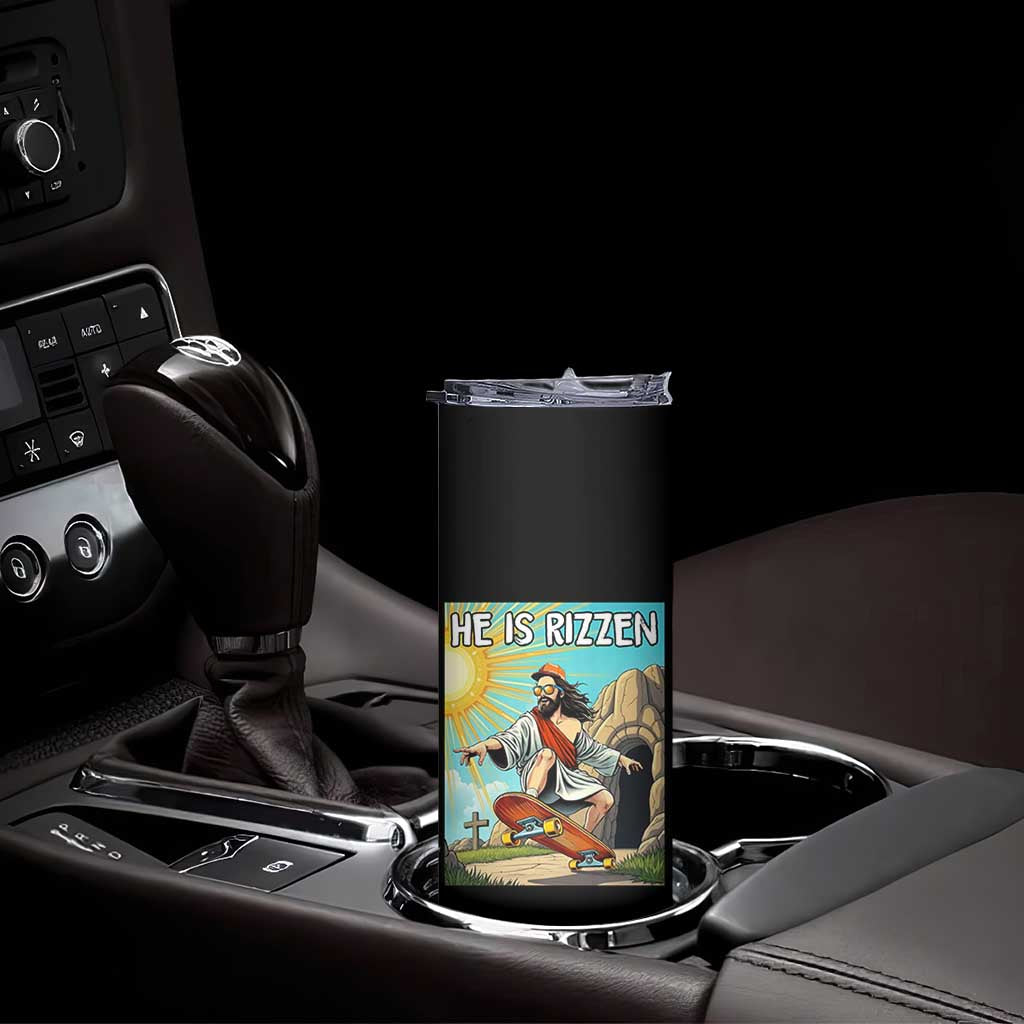 He is Rizzen Skinny Tumbler Funny Jesus Skateboarding Christian Meme - Wonder Print Shop