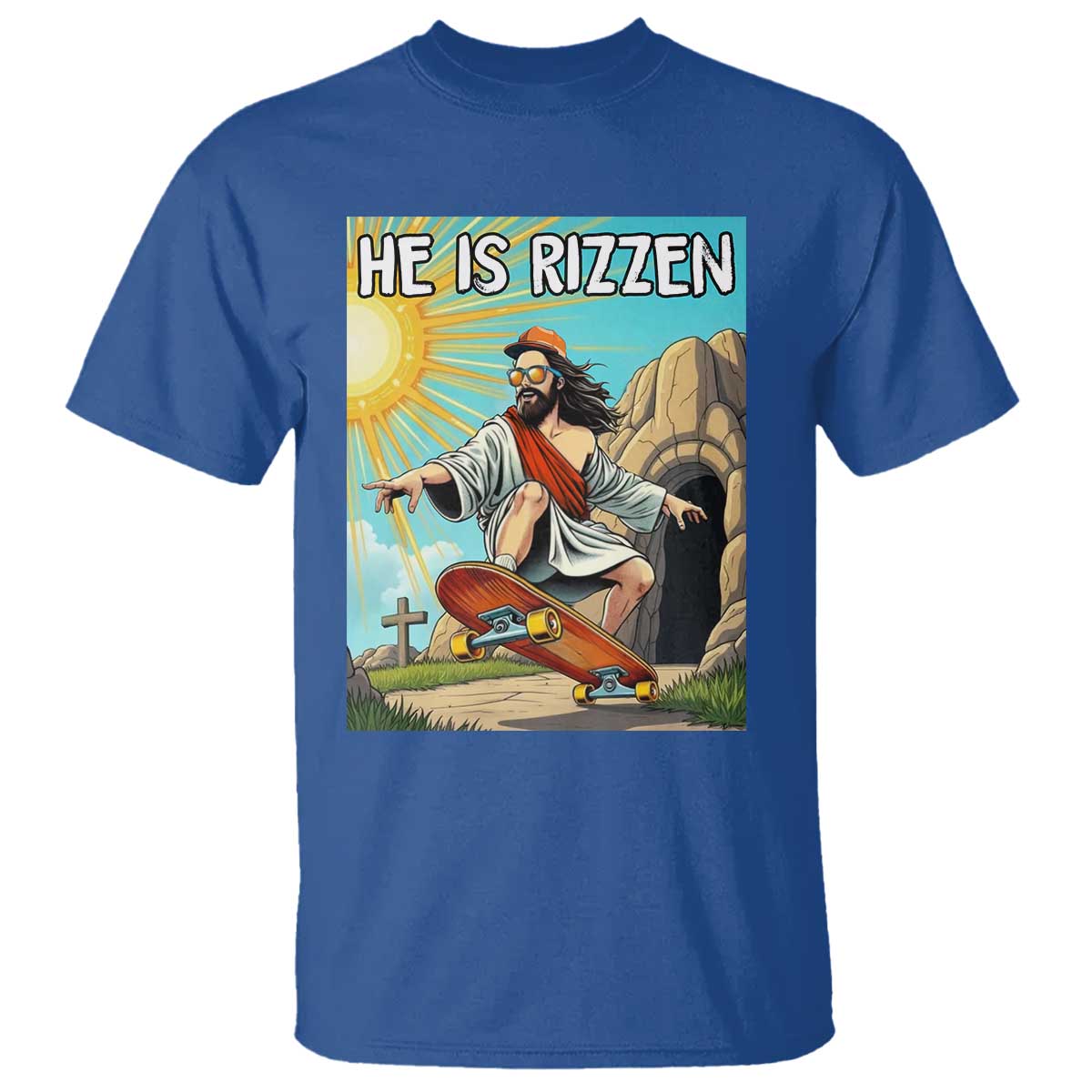 He is Rizzen T Shirt Funny Jesus Skateboarding Christian Meme - Wonder Print Shop