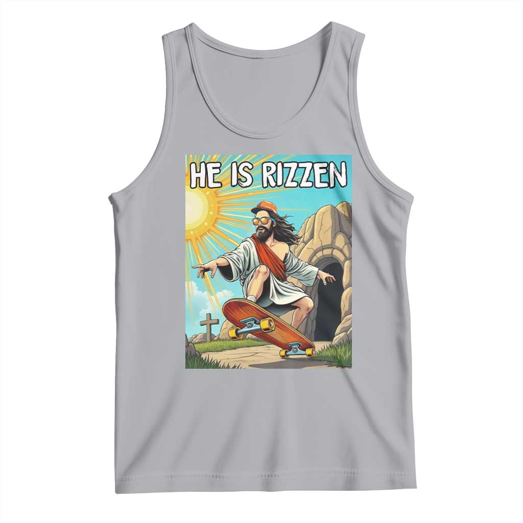 He is Rizzen Tank Top Funny Jesus Skateboarding Christian Meme - Wonder Print Shop