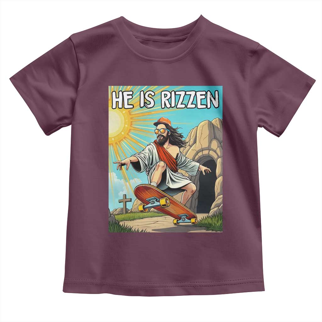 He is Rizzen Toddler T Shirt Funny Jesus Skateboarding Christian Meme - Wonder Print Shop