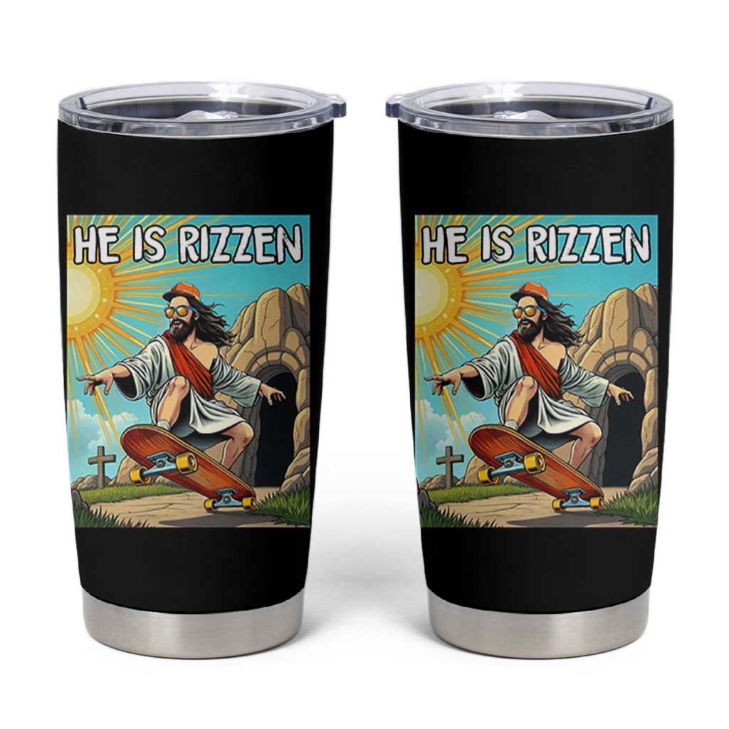 He is Rizzen Tumbler Cup Funny Jesus Skateboarding Christian Meme - Wonder Print Shop