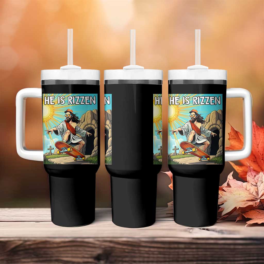 He is Rizzen Tumbler With Handle Funny Jesus Skateboarding Christian Meme - Wonder Print Shop