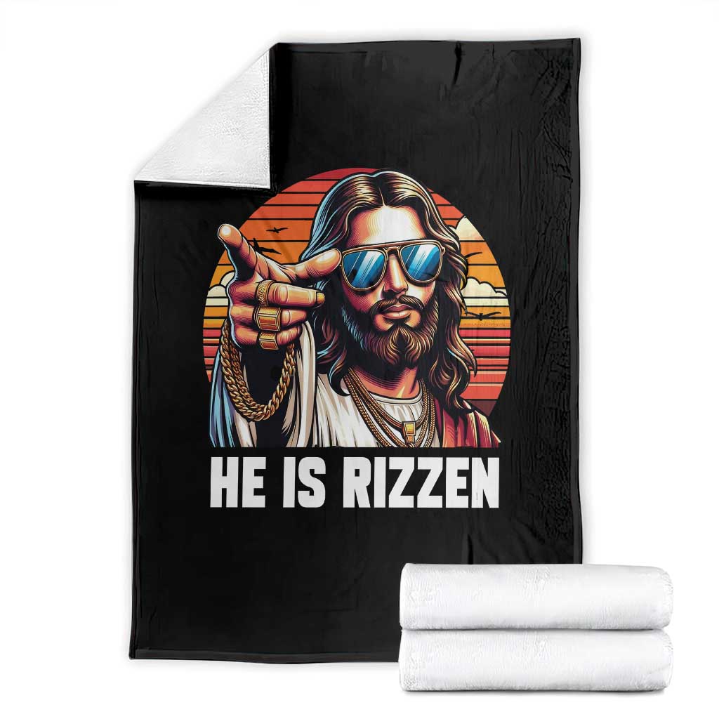He is Rizzin Throw Blanket Funny Jesus Vintage Faith - Wonder Print Shop