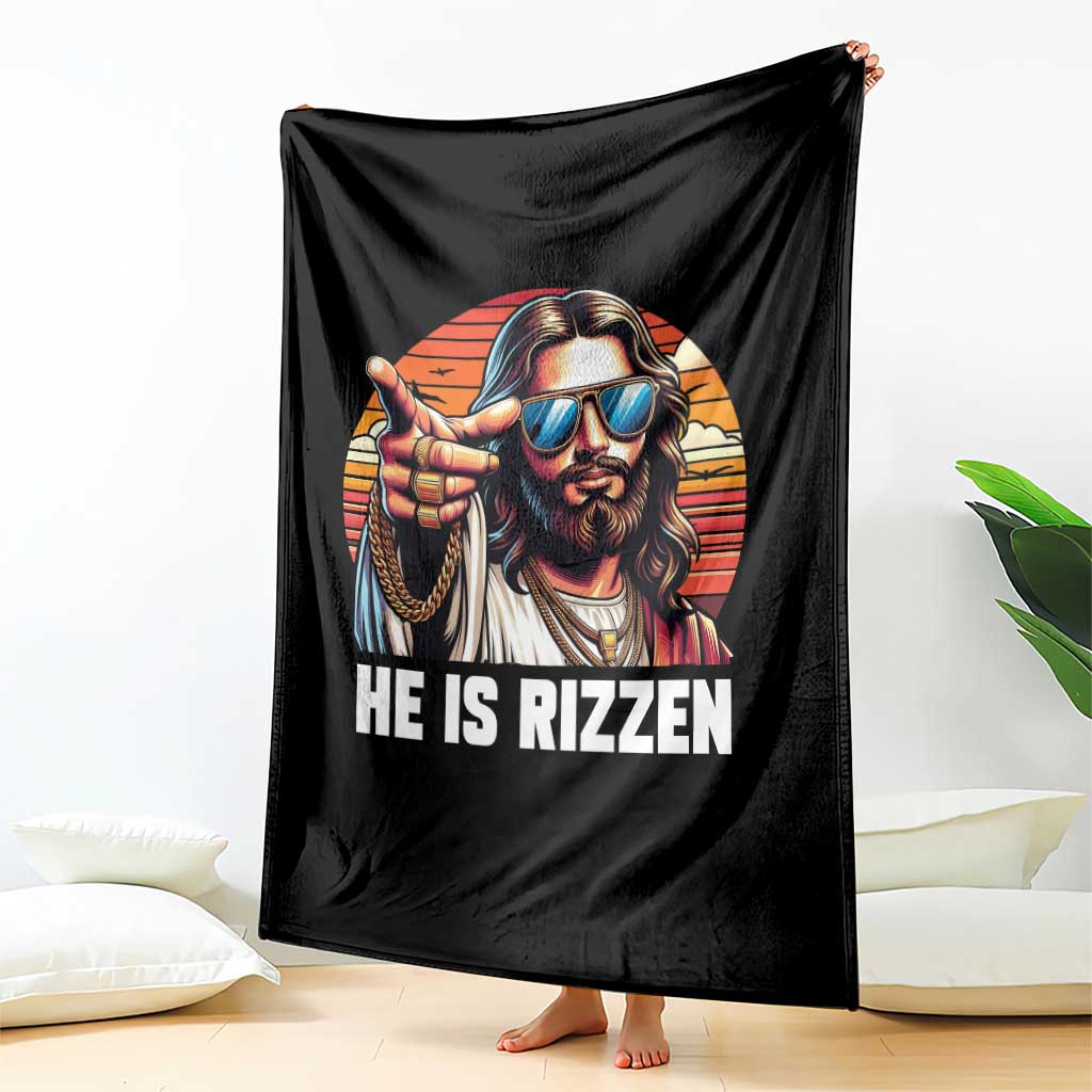 He is Rizzin Throw Blanket Funny Jesus Vintage Faith - Wonder Print Shop
