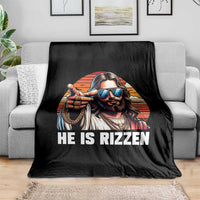 He is Rizzin Throw Blanket Funny Jesus Vintage Faith - Wonder Print Shop