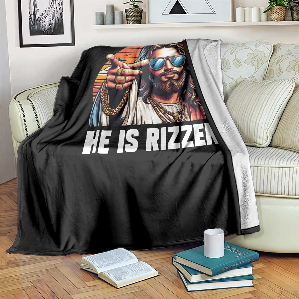 He is Rizzin Throw Blanket Funny Jesus Vintage Faith - Wonder Print Shop