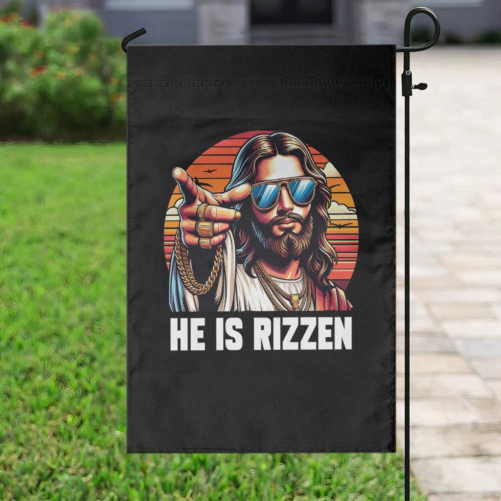 He is Rizzin Garden Flag Funny Jesus Vintage Faith - Wonder Print Shop